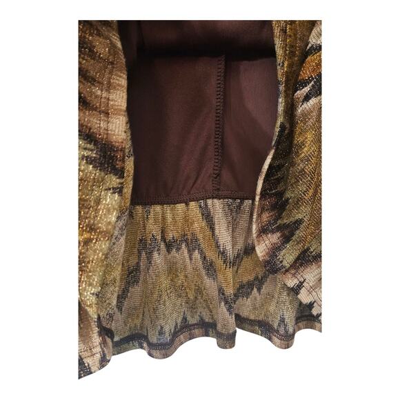 West Kei NWT Womens 3XL Blouse Gold Black Scoop Neck Elastic Waist Cape Sleeves - Picture 6 of 8